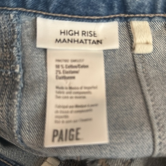 NEW PAIGE High Rise Manhattan Vintage Slim Boot Vintage 27 Tall Blue Denim Jeans - Picture 9 of 9